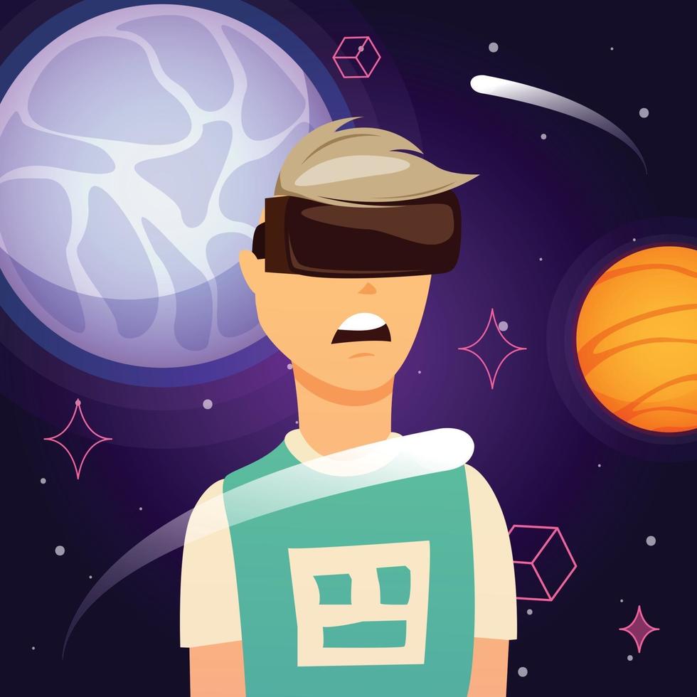 Virtual Reality Space Exploration Composition Vector Illustration