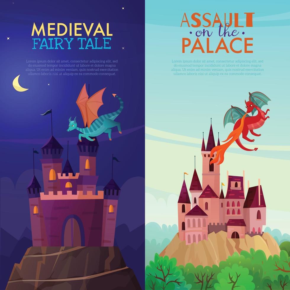 Medieval Vertical Banners Set Vector Illustration