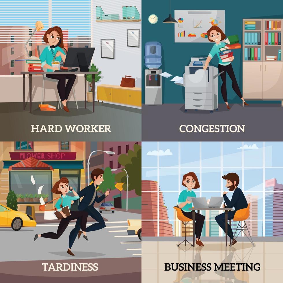 Multitasking 2x2 Design Concept Vector Illustration