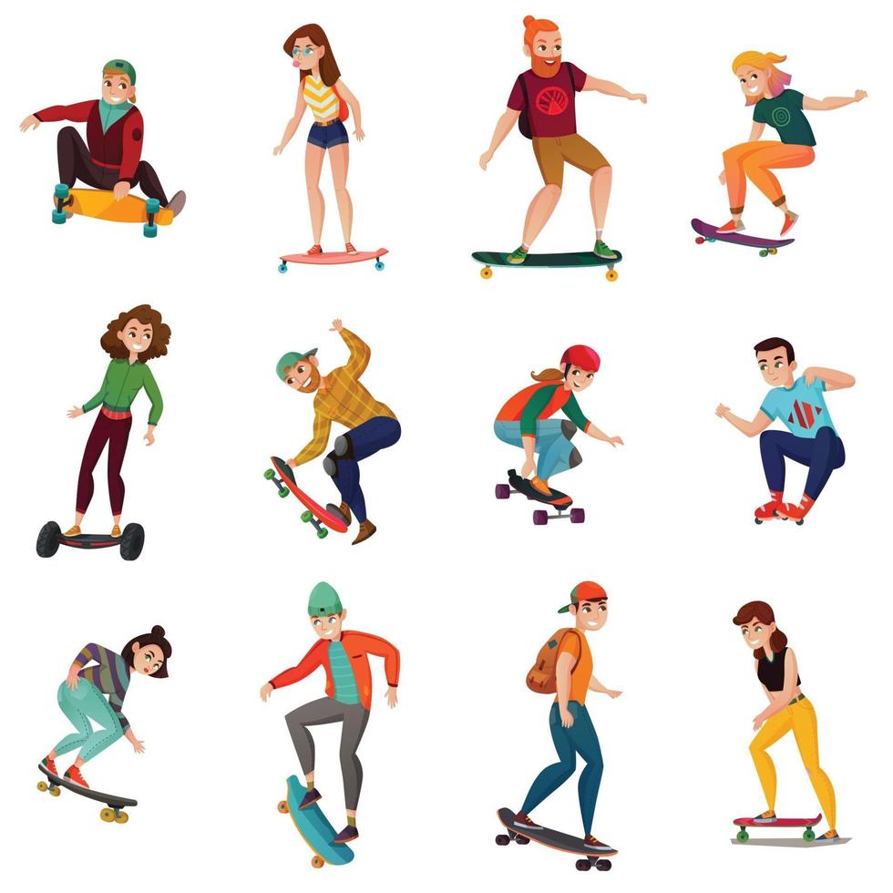 Skateboarders Characters Set Vector Illustration