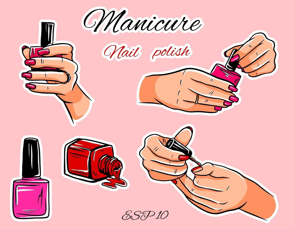 Vector set of manicure