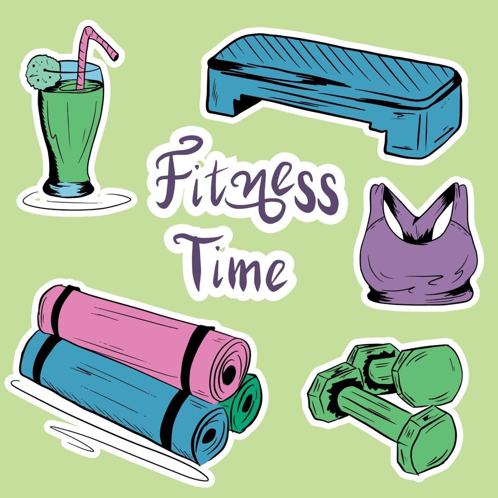 A set of items necessary for fitness training vector