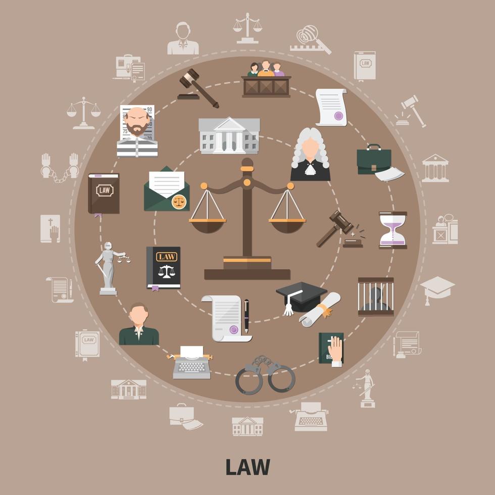 Law Icons Round Composition vector