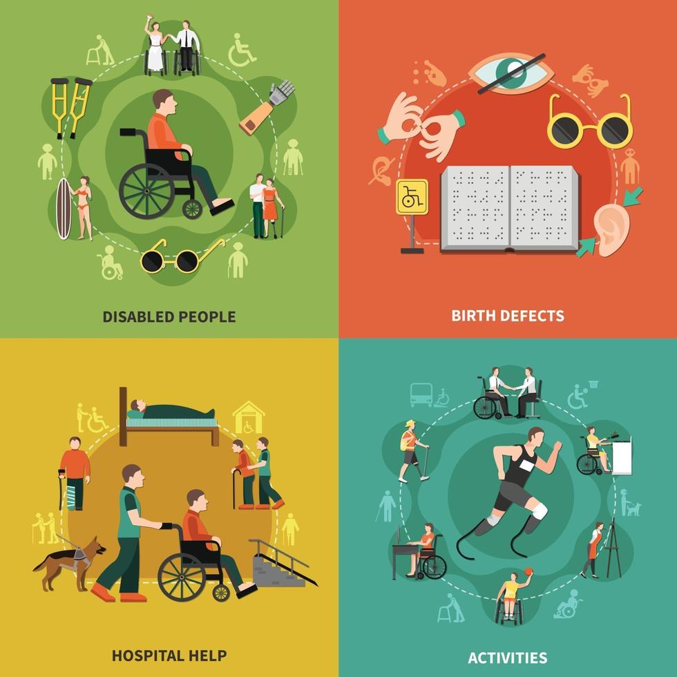 Disabled Person Icon Set Vector Illustration