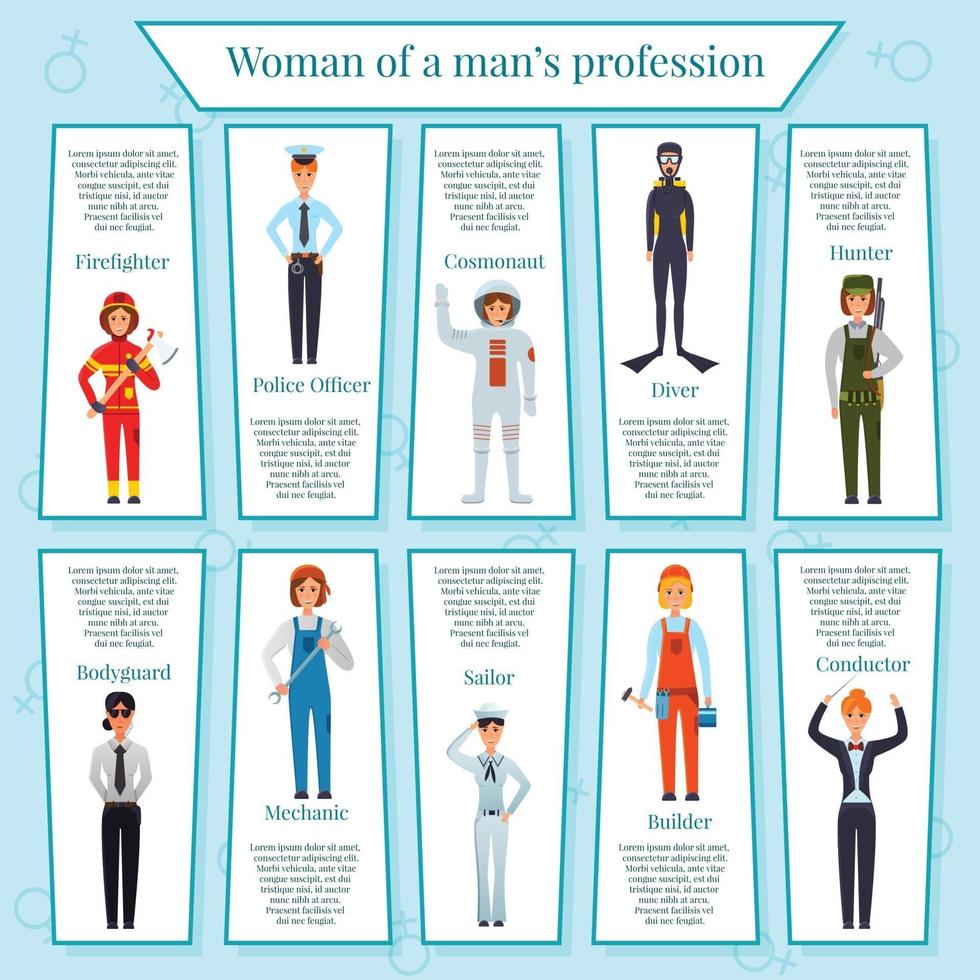 Woman Professions Infographics Vector Illustration