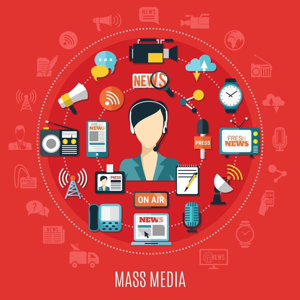 Mass Media Round Design Concept vector