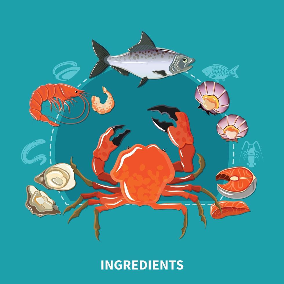 composición de ingredientes de sushi vector