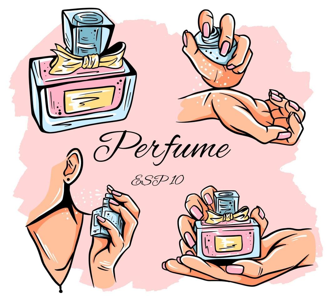 conjunto de ilustración de vector de botellas de perfume.