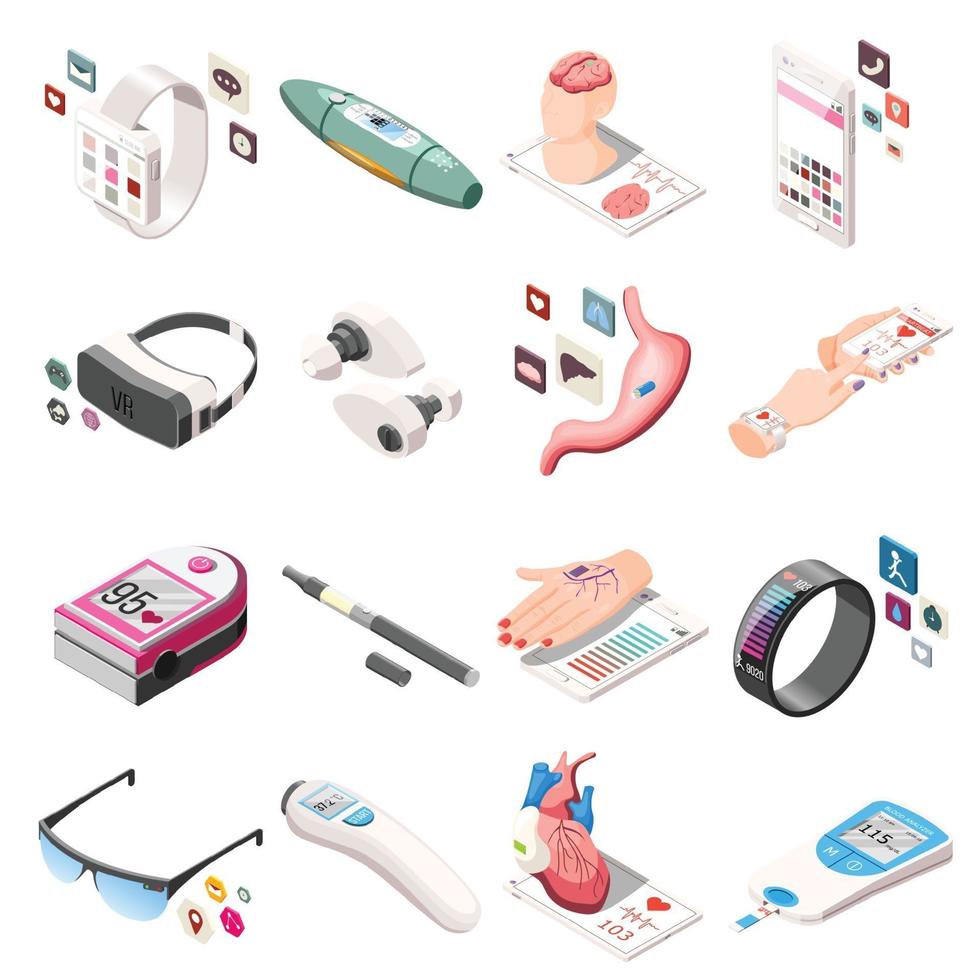 Portable Electronics Isometric Icons Vector Illustration