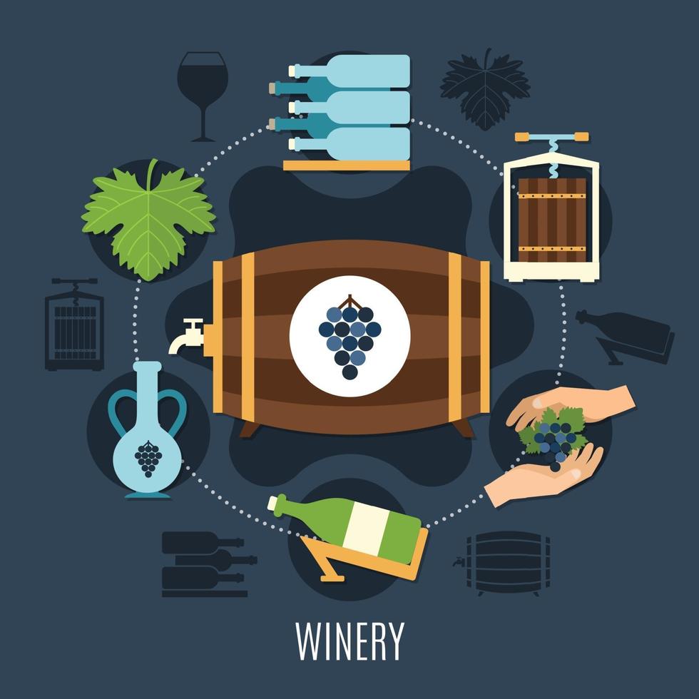Winery Flat Concept Vector Illustration