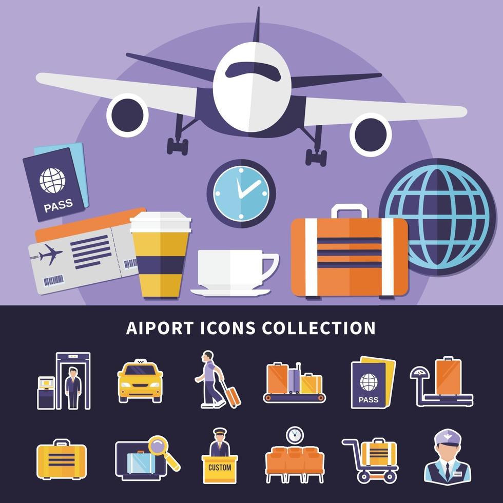 colección de iconos de aeropuerto vector