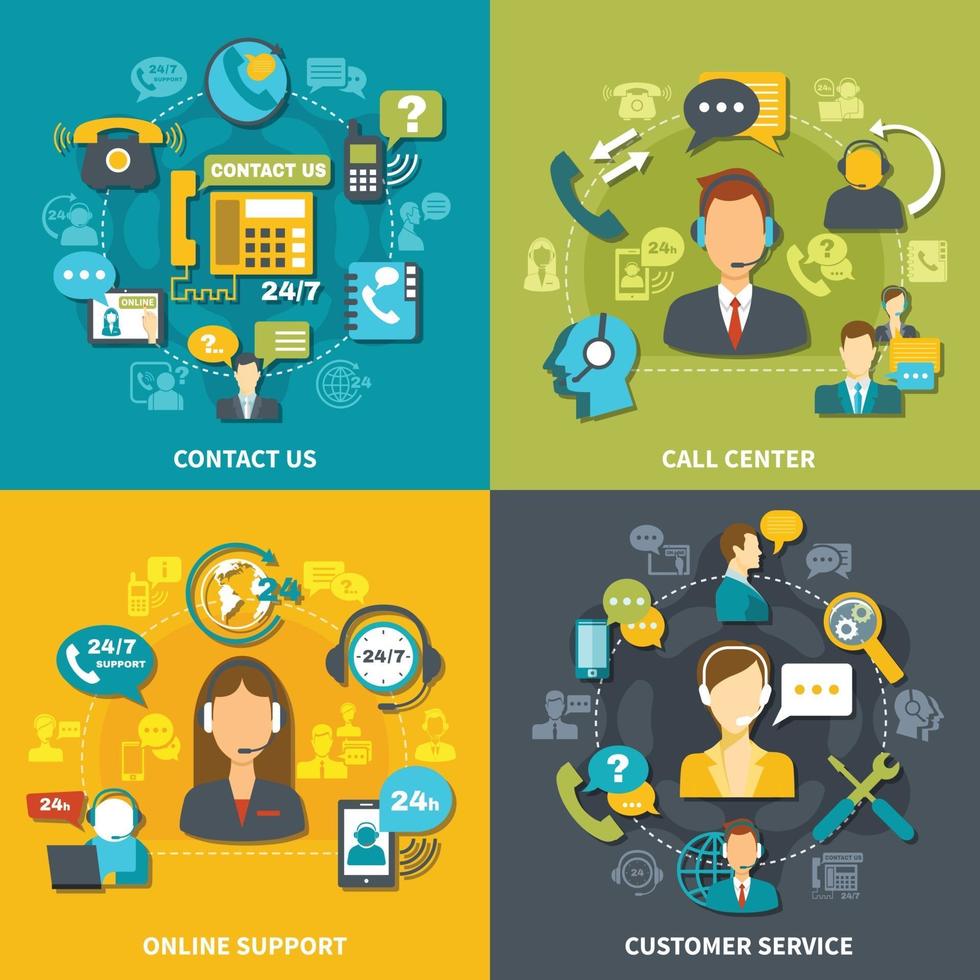 Call Center Design Concept Vector Illustration