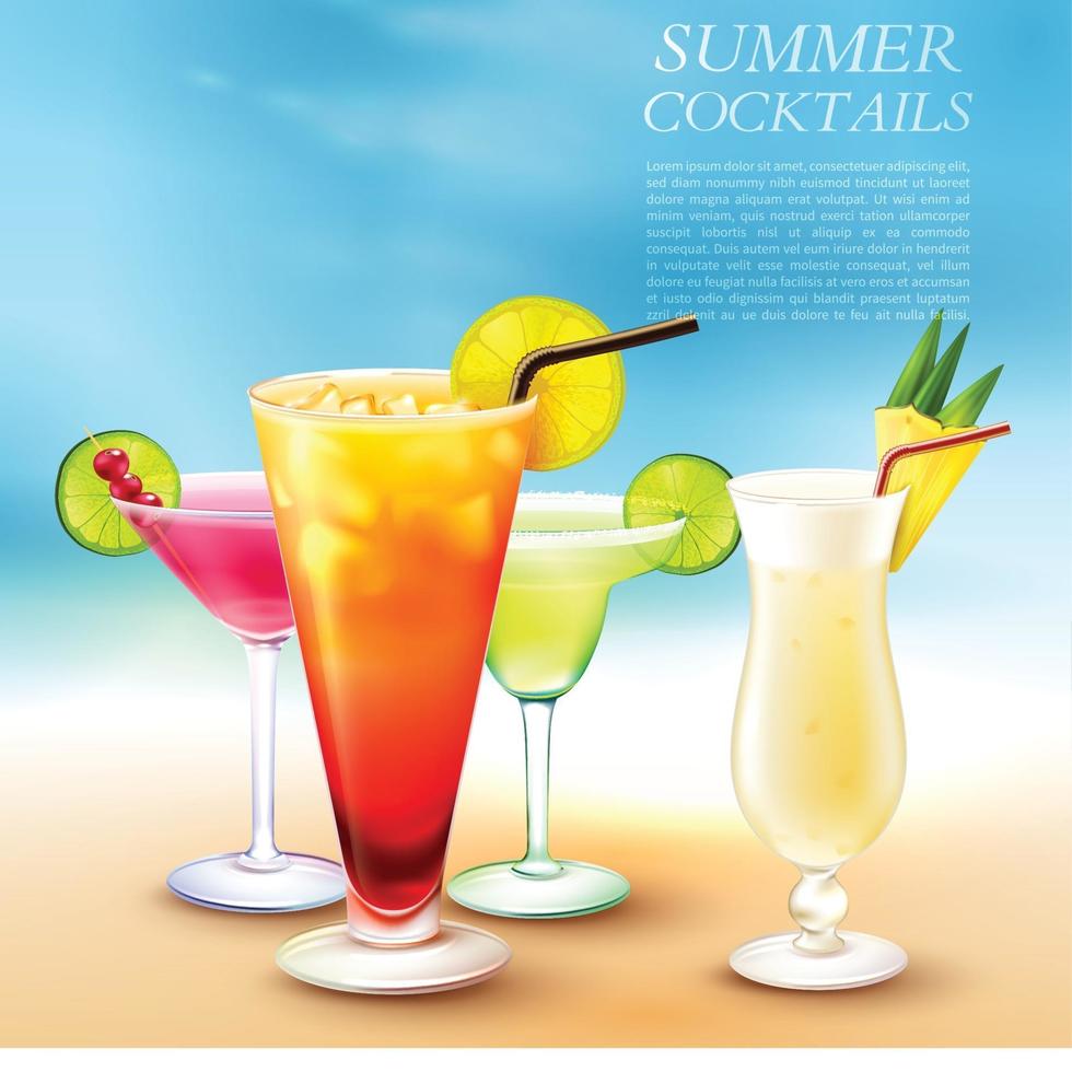 Summer Cocktail Party Background Vector Illustration