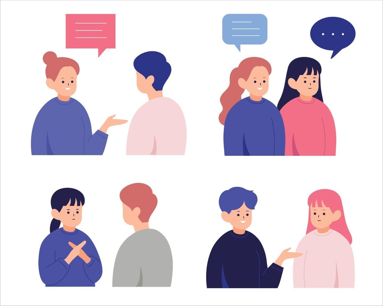 People who are talking to each other. hand drawn style vector design illustrations.