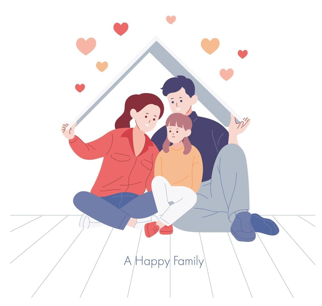 Happy family. hand drawn style vector design illustrations.