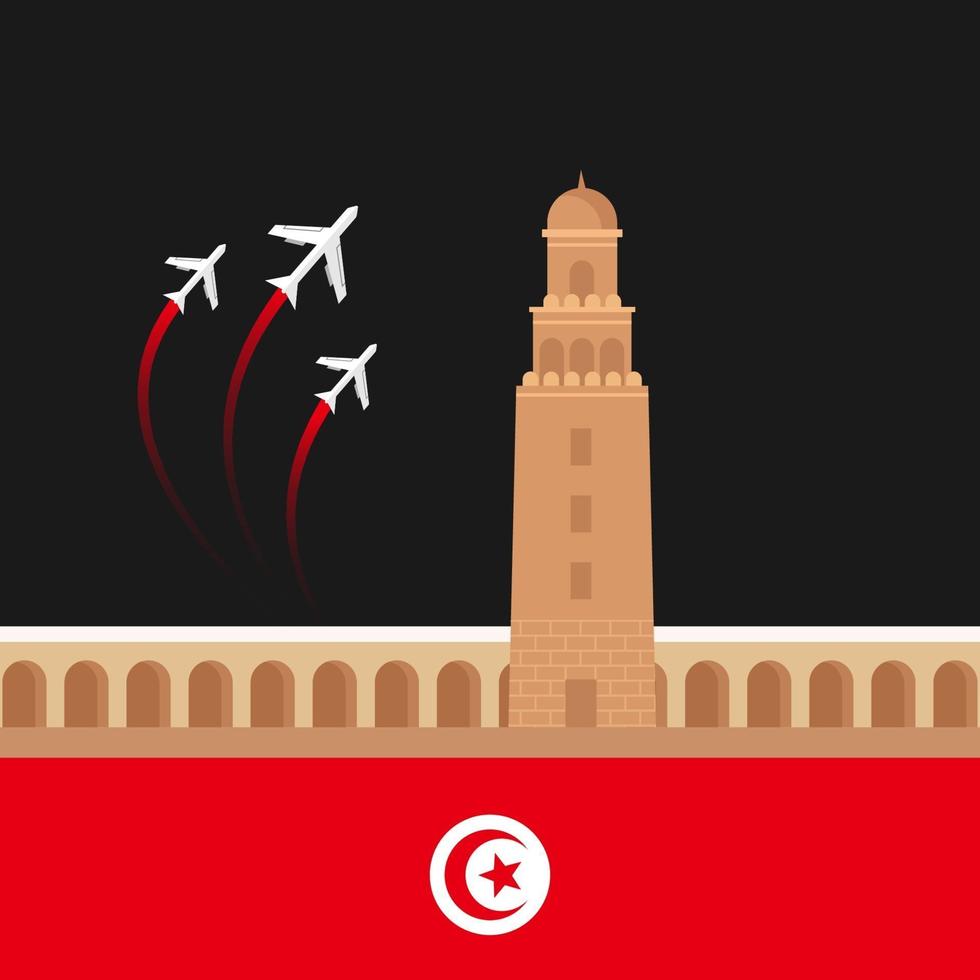 Vector of Independence Day with Tunisia Flags.
