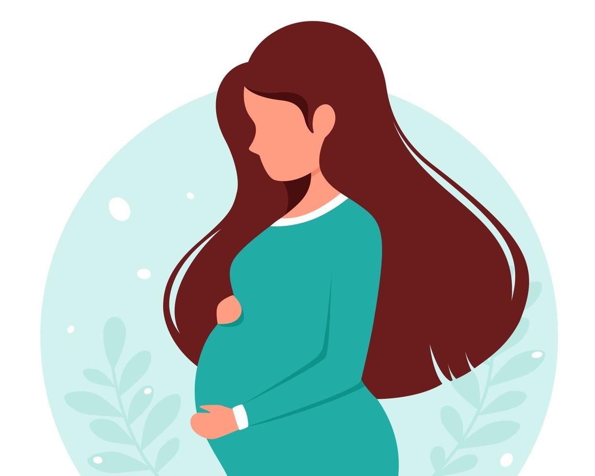 Pregnant woman. Pregnancy, motherhood concept. Vector illustration.