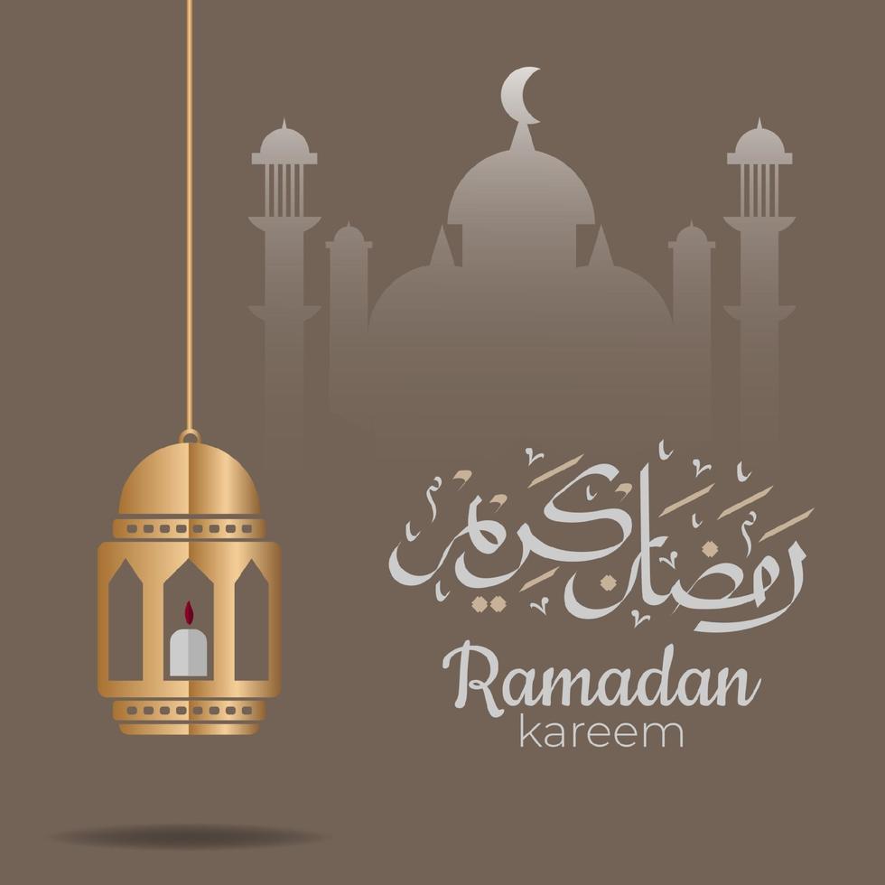 Ramadan Kareem Arabic calligraphy with traditional Islamic ornaments. Vector Illustration