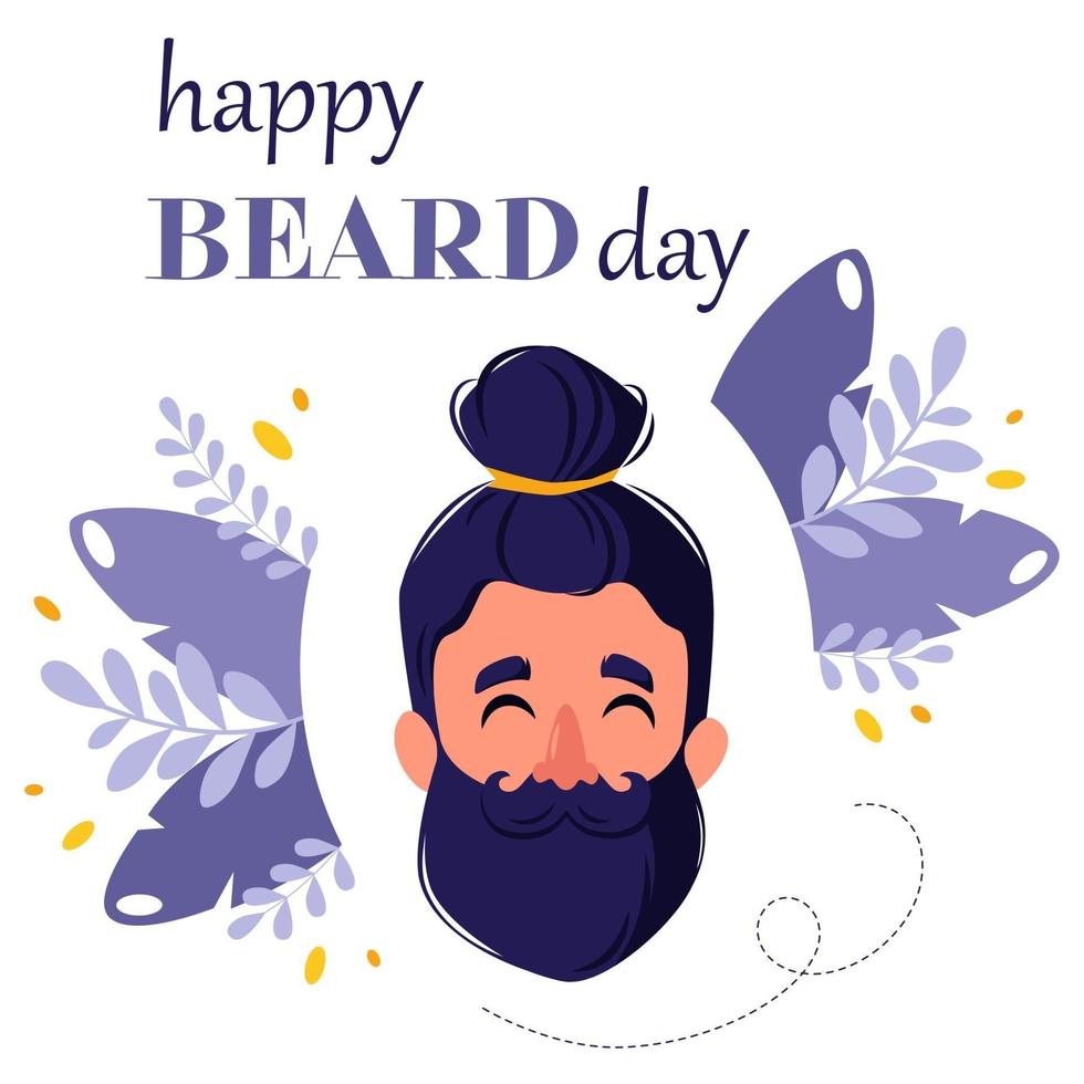 día mundial de la barba. hombre barbudo. concepto hipster. tarjeta de felicitación. ilustración vectorial vector