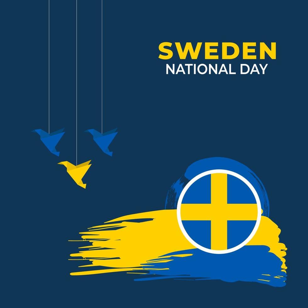 Sweden National Day. Celebrated annually on June 6 in Sweden. Happy national holiday of freedom. Swedish flag. Patriotic poster design. Vector illustration