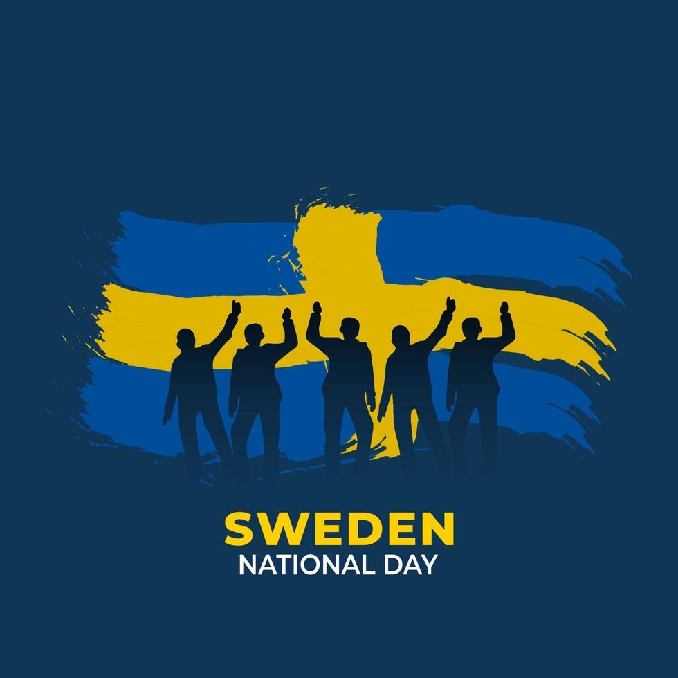 Sweden National Day. Celebrated annually on June 6 in Sweden. Happy national holiday of freedom. Swedish flag. Patriotic poster design. Vector illustration