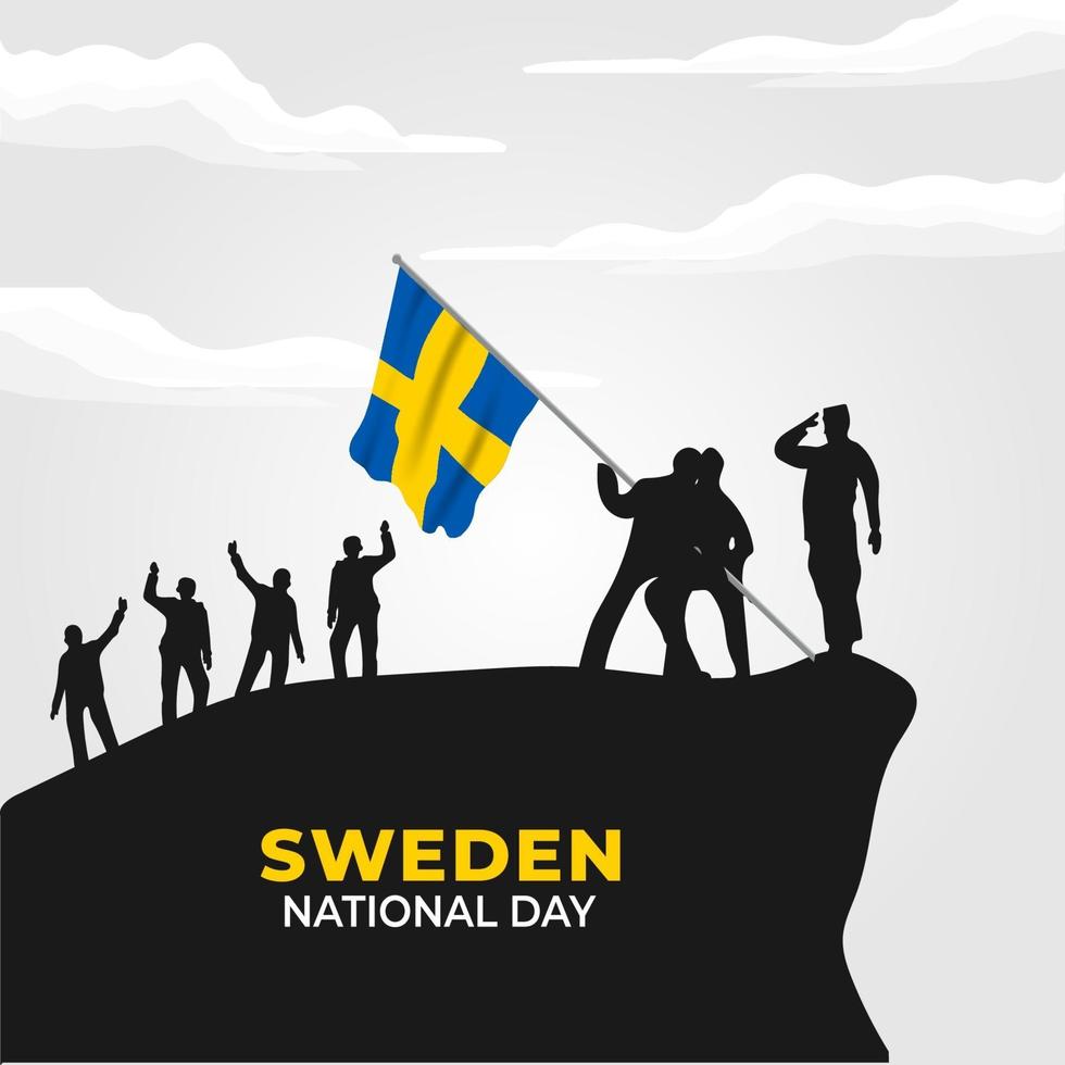 Sweden National Day. Celebrated annually on June 6 in Sweden. Happy national holiday of freedom. Swedish flag. Patriotic poster design. Vector illustration