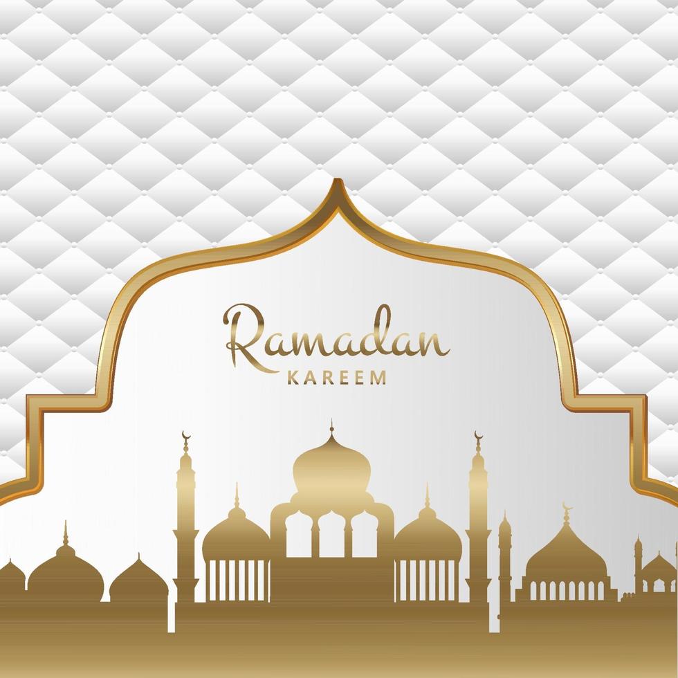 Gold and white decorative Ramadan Kareem background vector