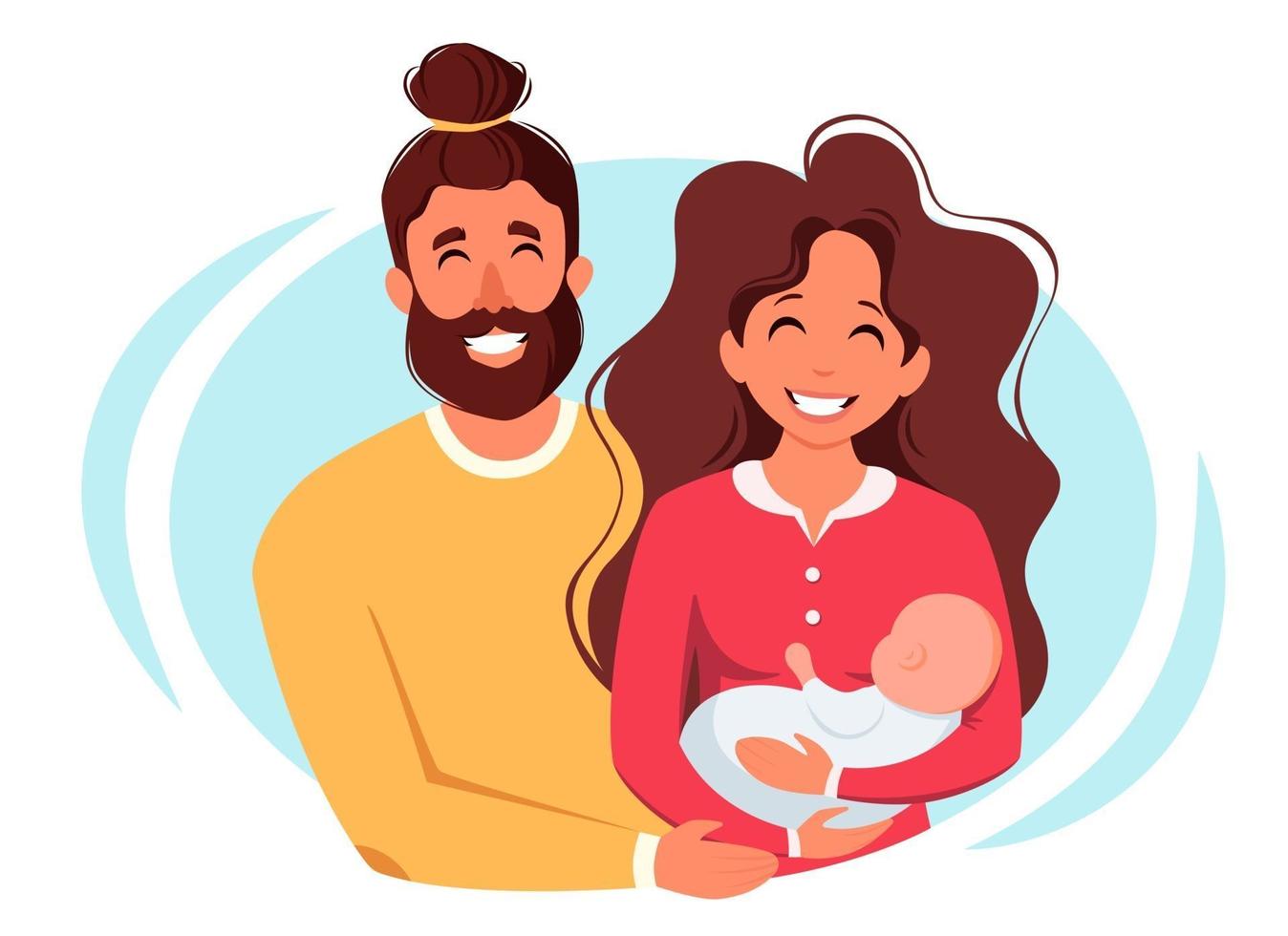 Happy family with newborn baby. International Day of families.  Vector illustration