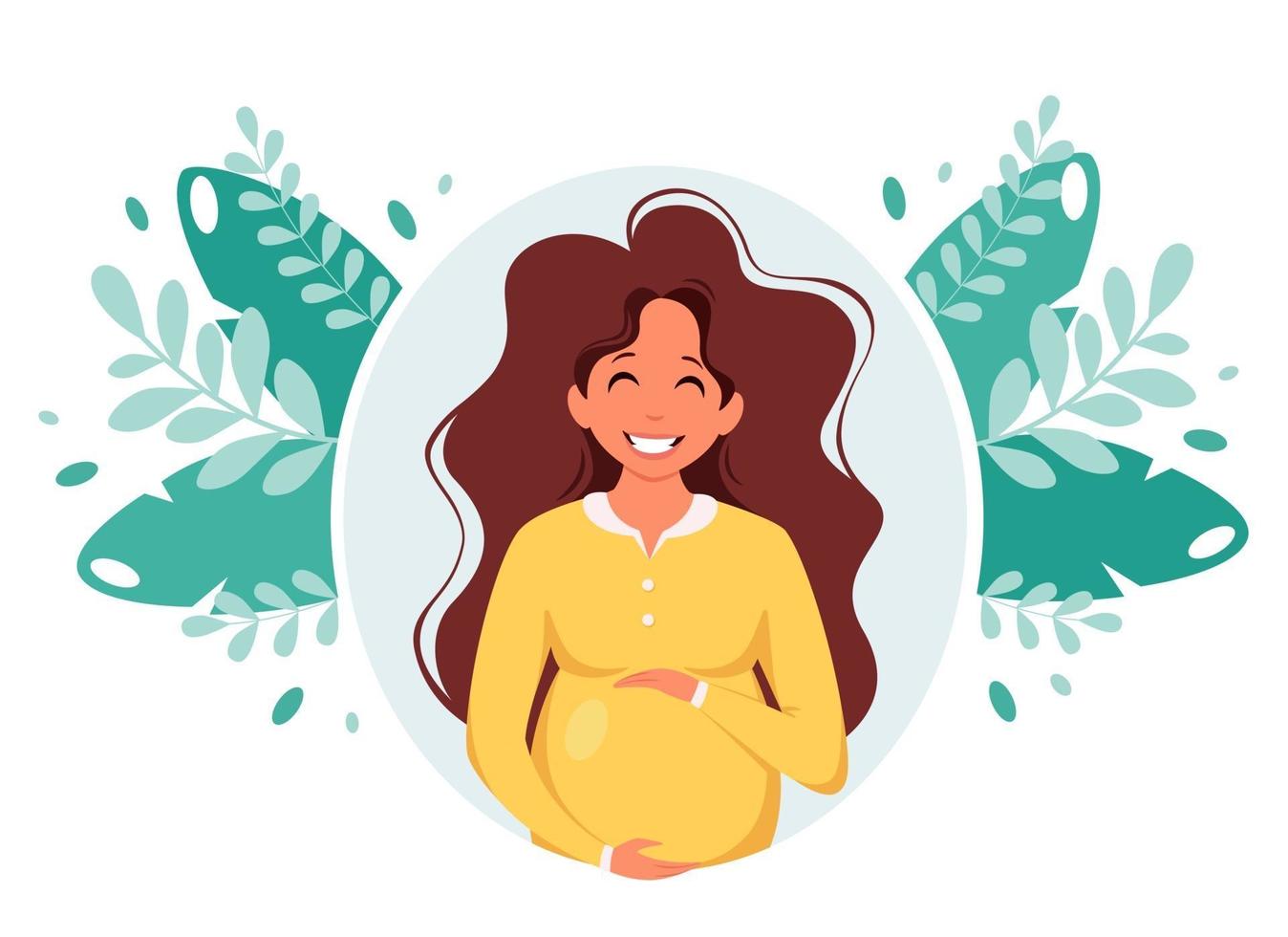 Pregnant woman. Pregnancy, motherhood concept. Vector illustration.