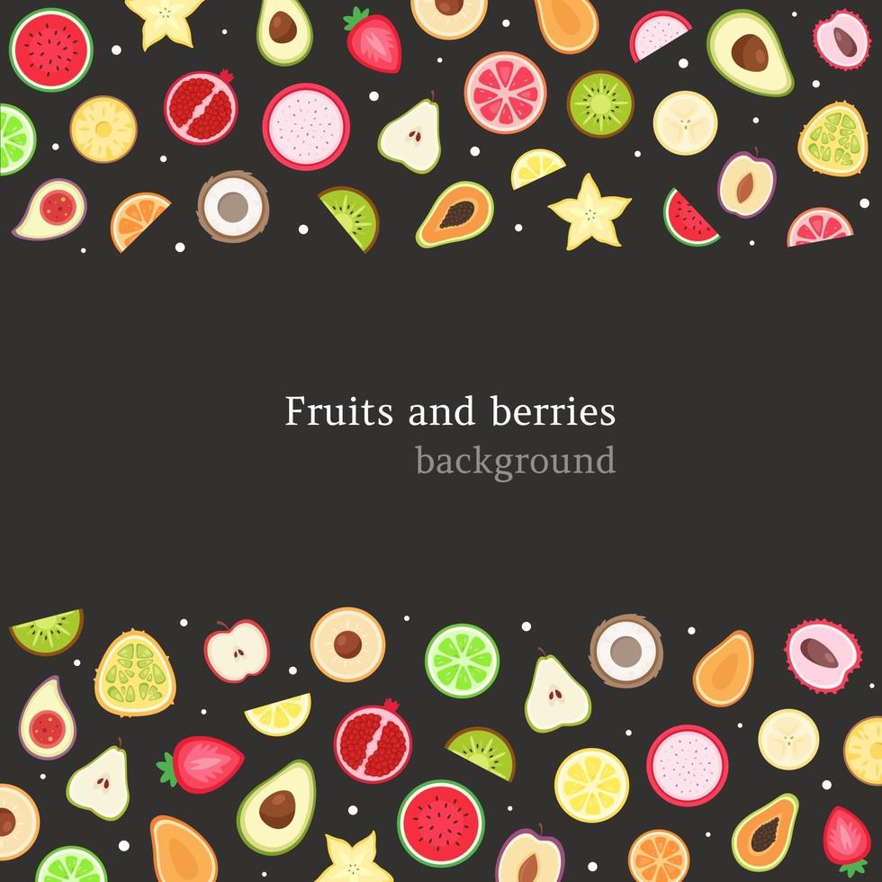 Fruits and berries background. Vector illustration