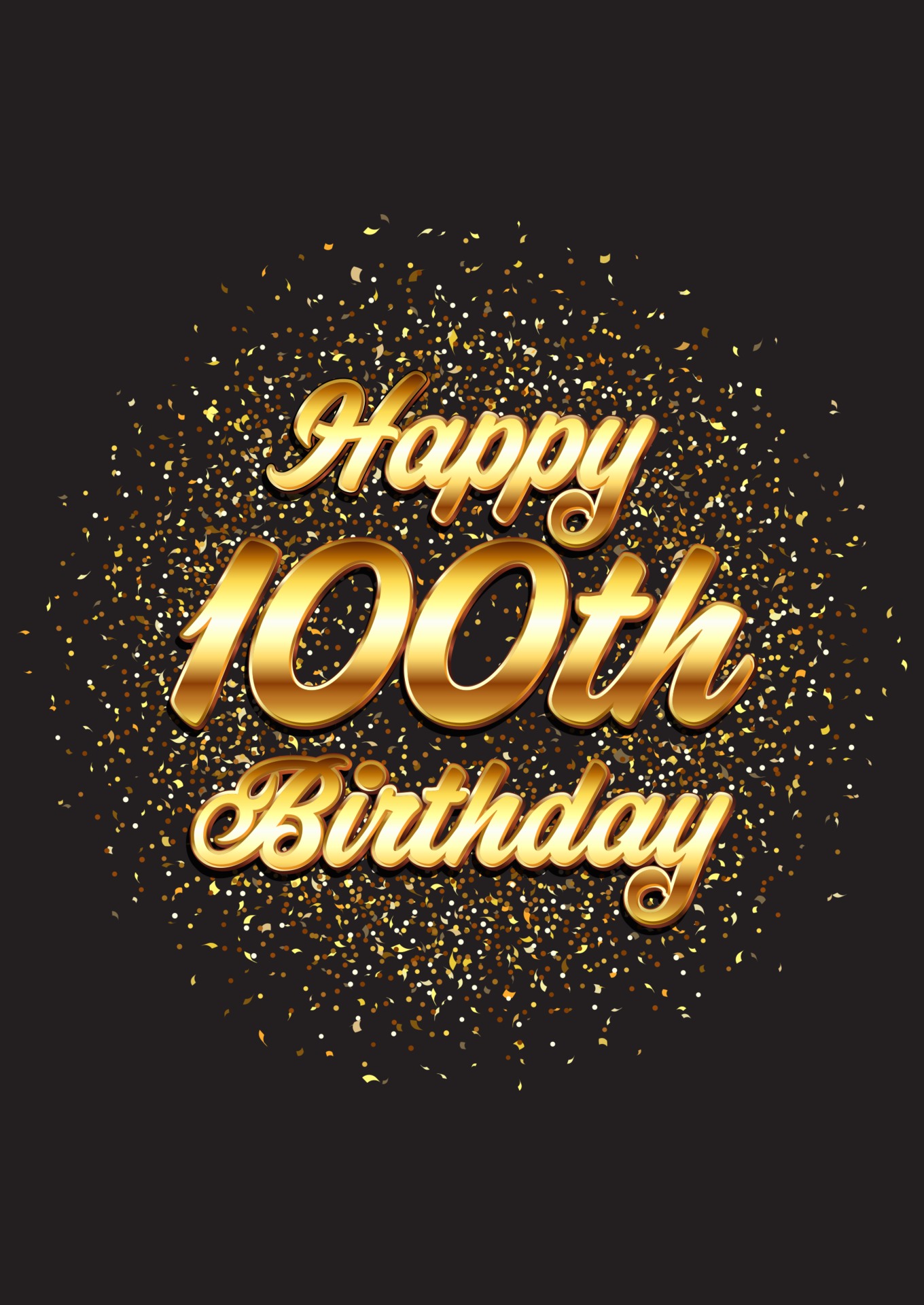 Happy 100th birthday card with gold glitter design 2274749 Vector Art at Vecteezy