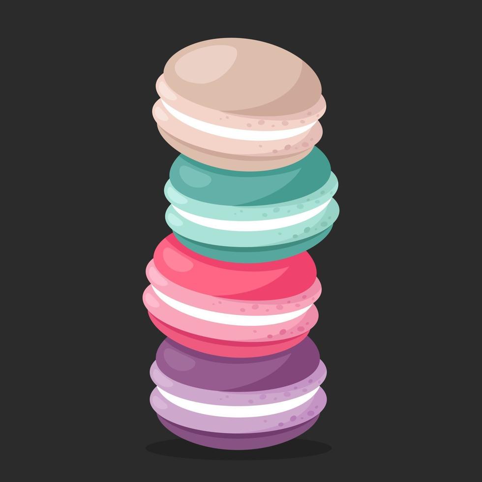 macarrones. probar macarons de pastel. ilustración vectorial en estilo plano. vector