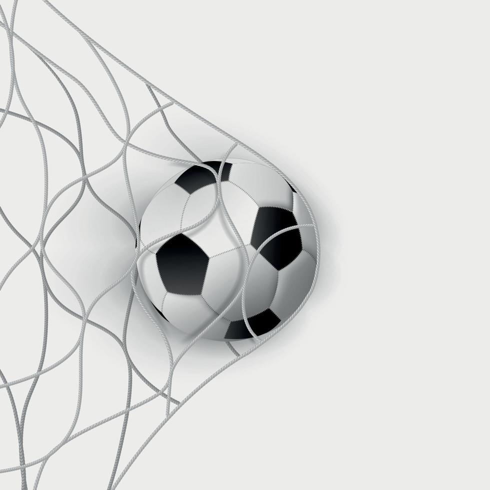 Soccer ball in a soccer goal net on a white background - Vector