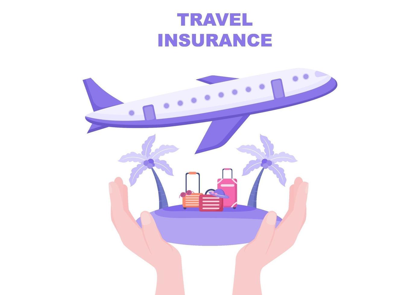 Travel and Tour Insurance Concept for Accidents, Protect Health, Emergency Risks While On Vacation. Vector Illustration