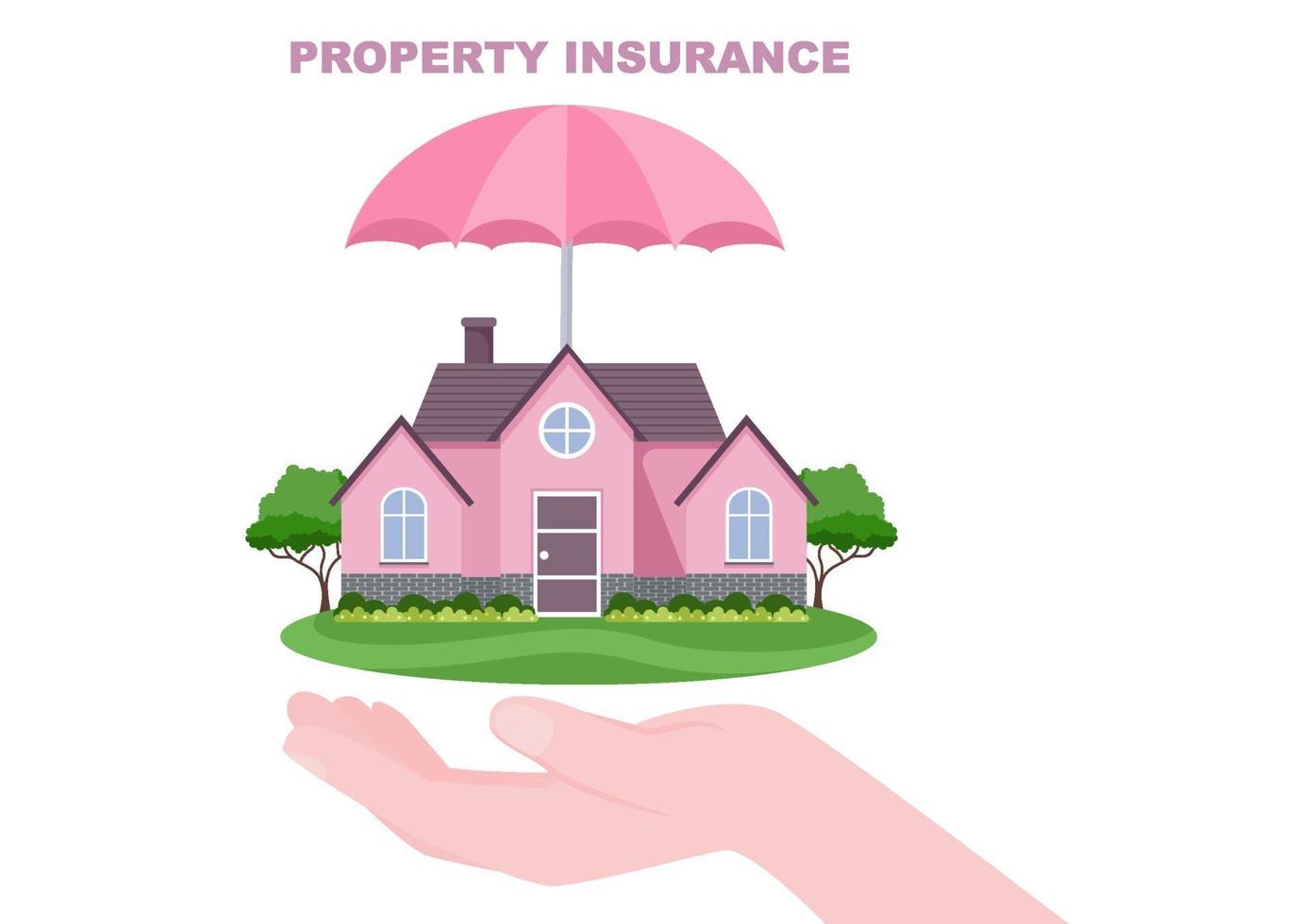 Property Insurance Concept For Real Estate, Home From Various Situations Such as Natural Disasters, Fire and Others. Vector Illustration