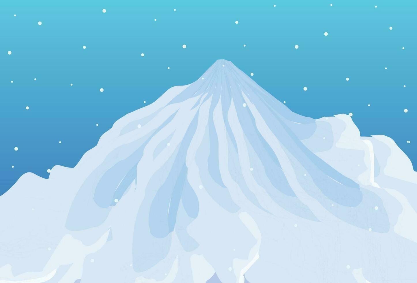 Vector illustration of beautiful snowy mountain landscape. sunrise and sunset in mountains.