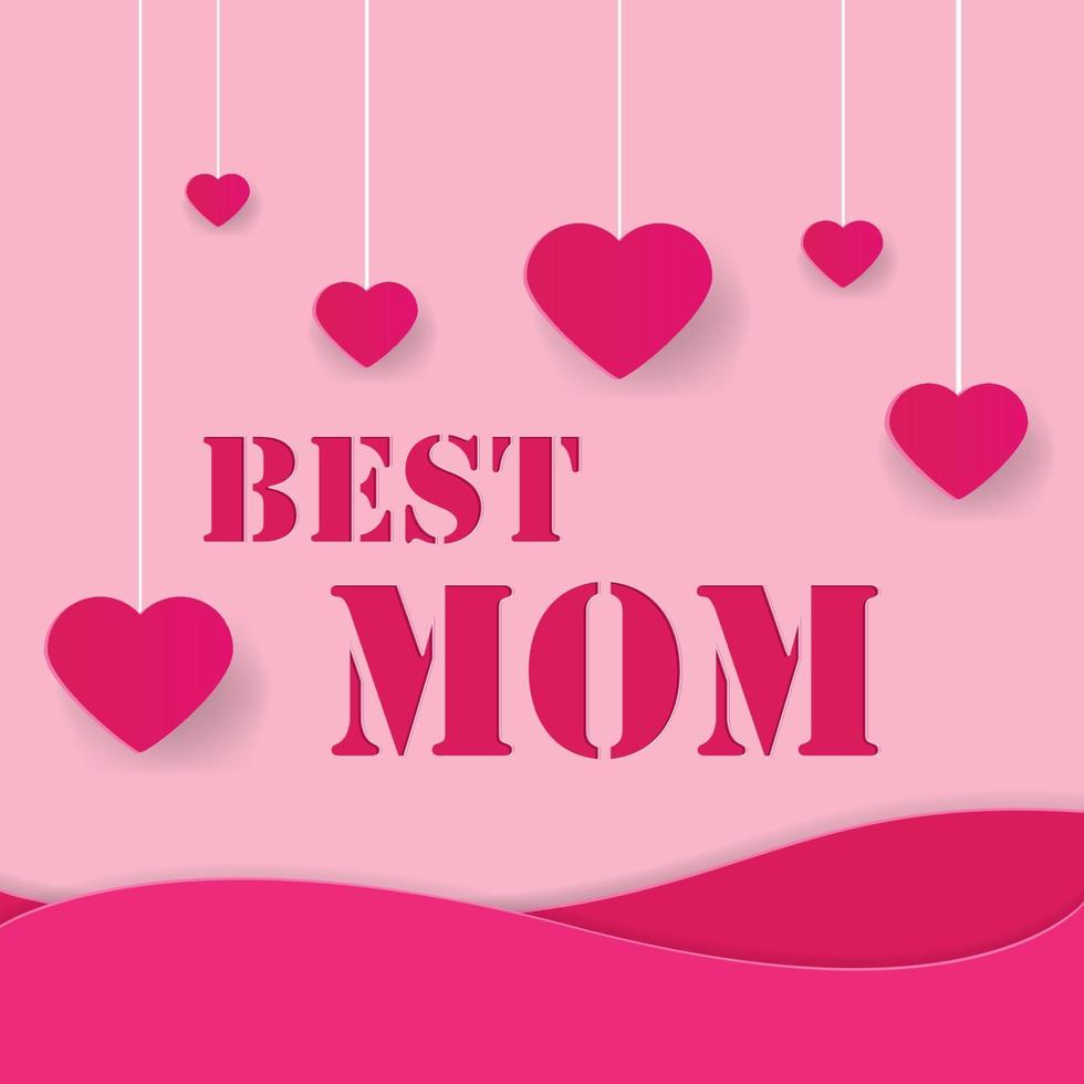 Happy mothers day Pink theme heart background vector