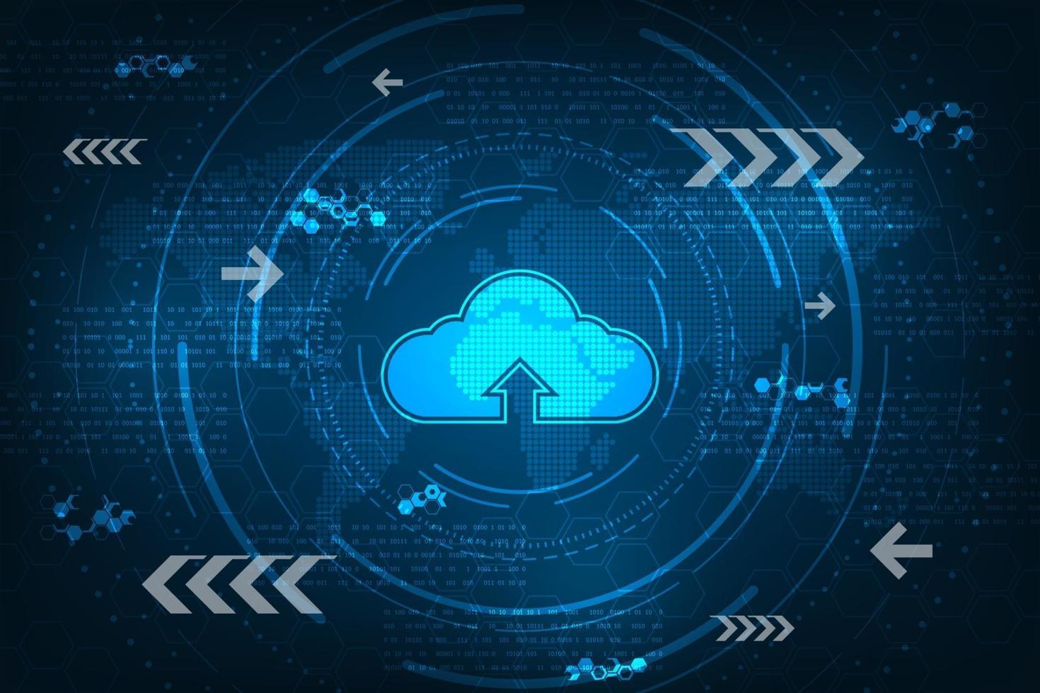 Cloud interface that shows data uploading to the internet. vector