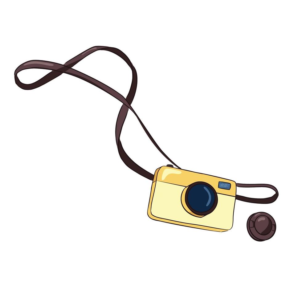 Hand Drawn Yellow Photo Camera vector