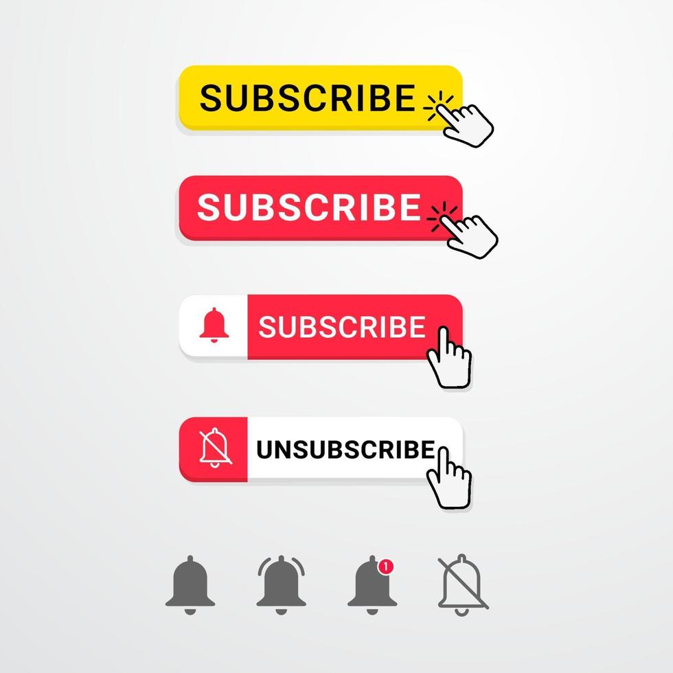 Subscribe button with bells of notification vector