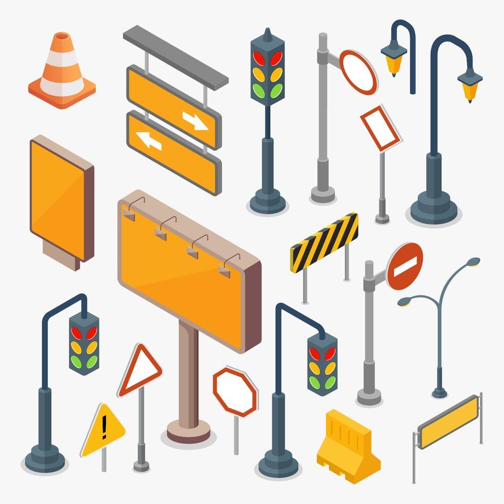 Road and street signs set vector illustration