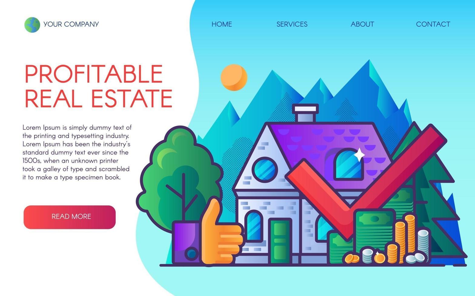 Profitable real estate business landing page vector