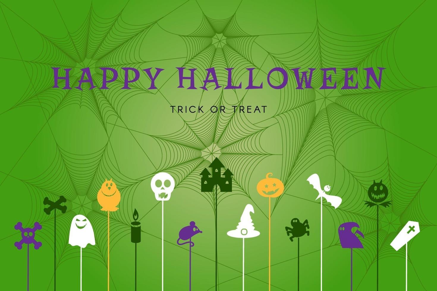 Happy halloween poster with autumn holiday symbols vector