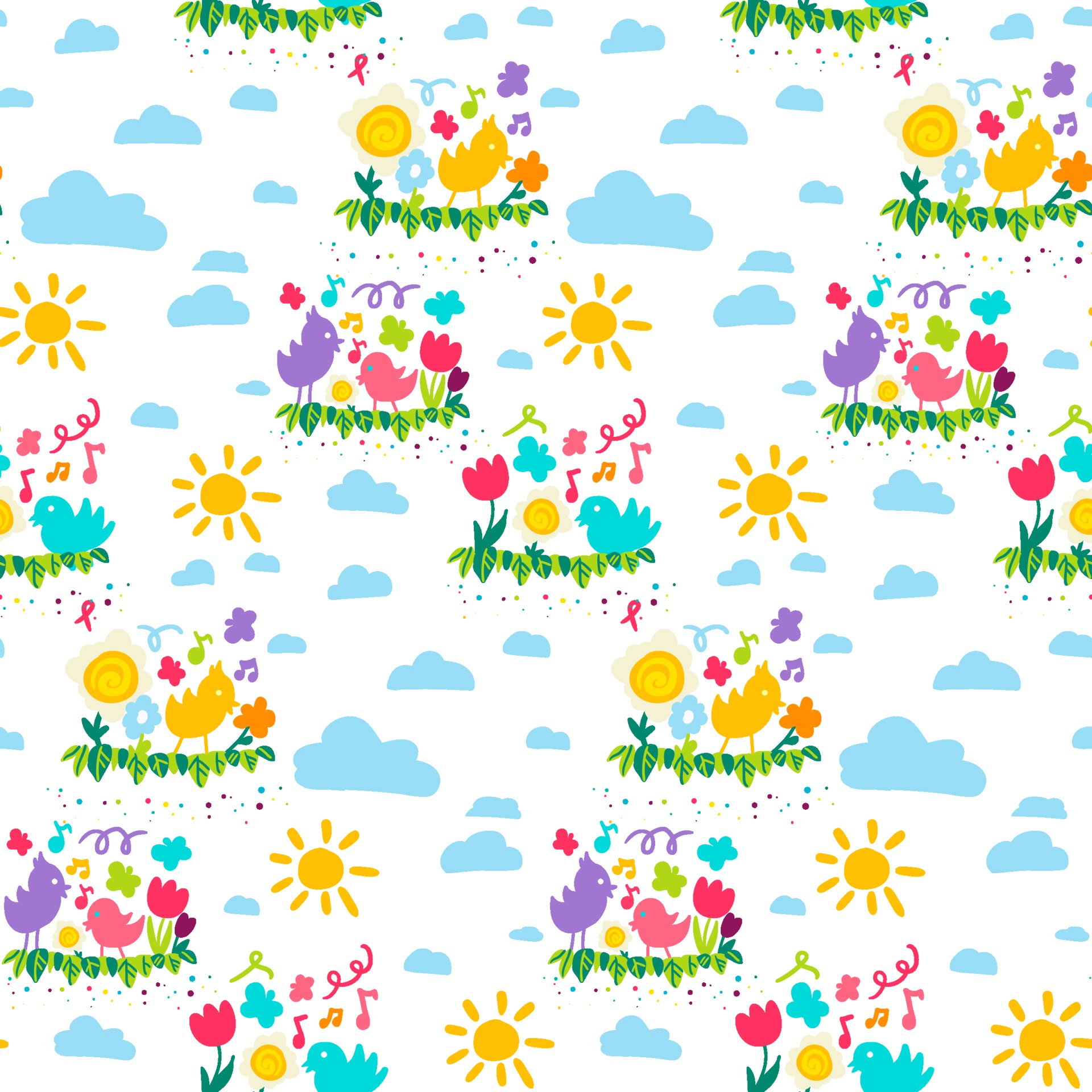 Spring color cartoon wallpaper seamless pattern vector 2275595 Vector ...