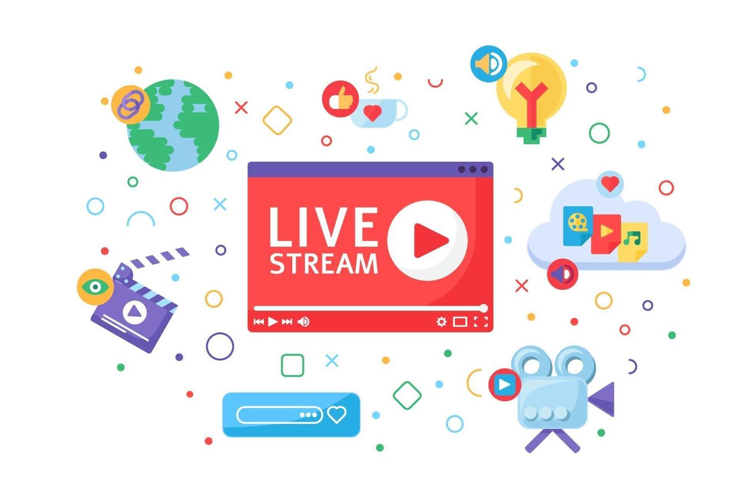 Live stream producing tools concept icon vector