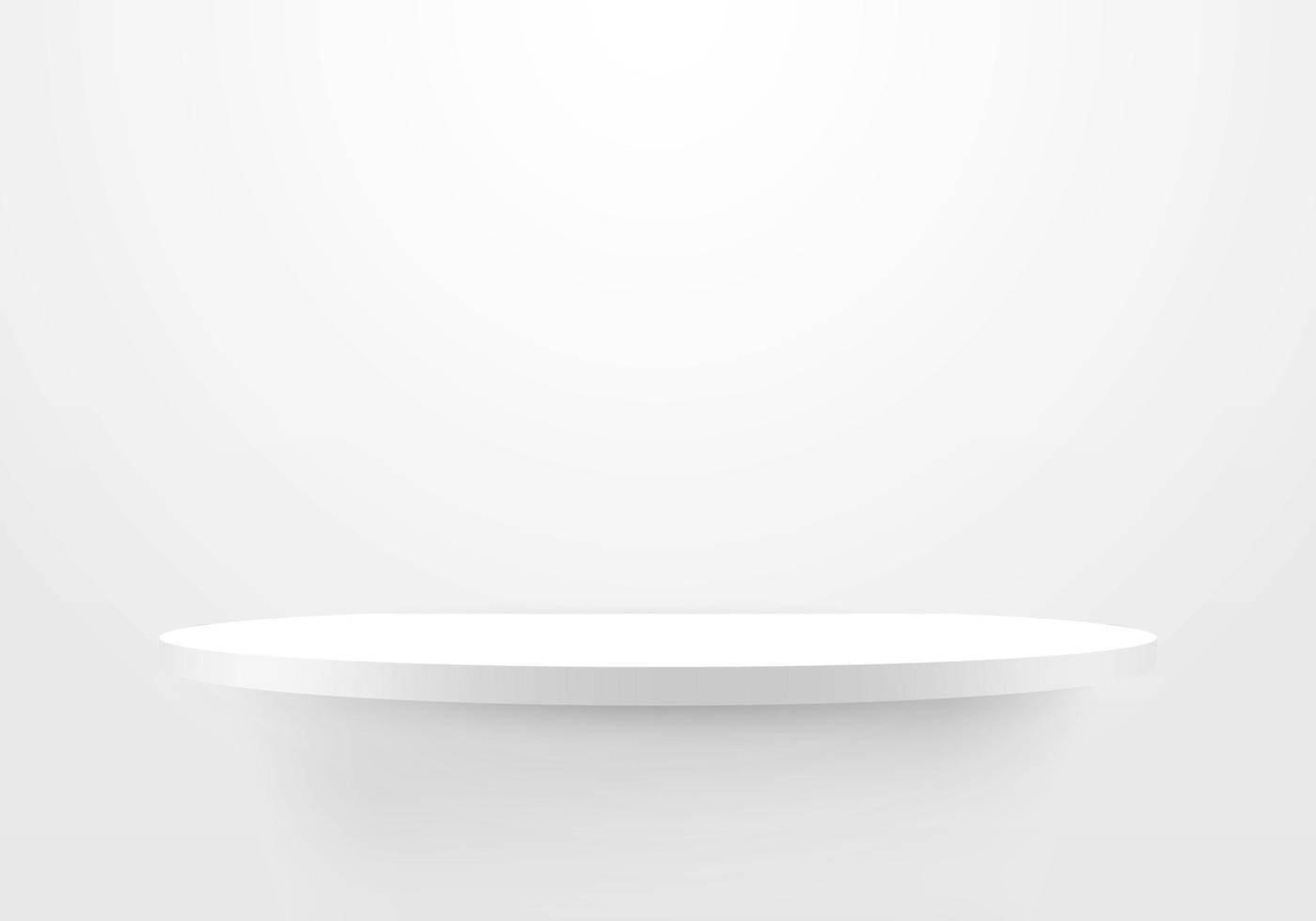 3D empty white shelf on clean wallpaper background vector