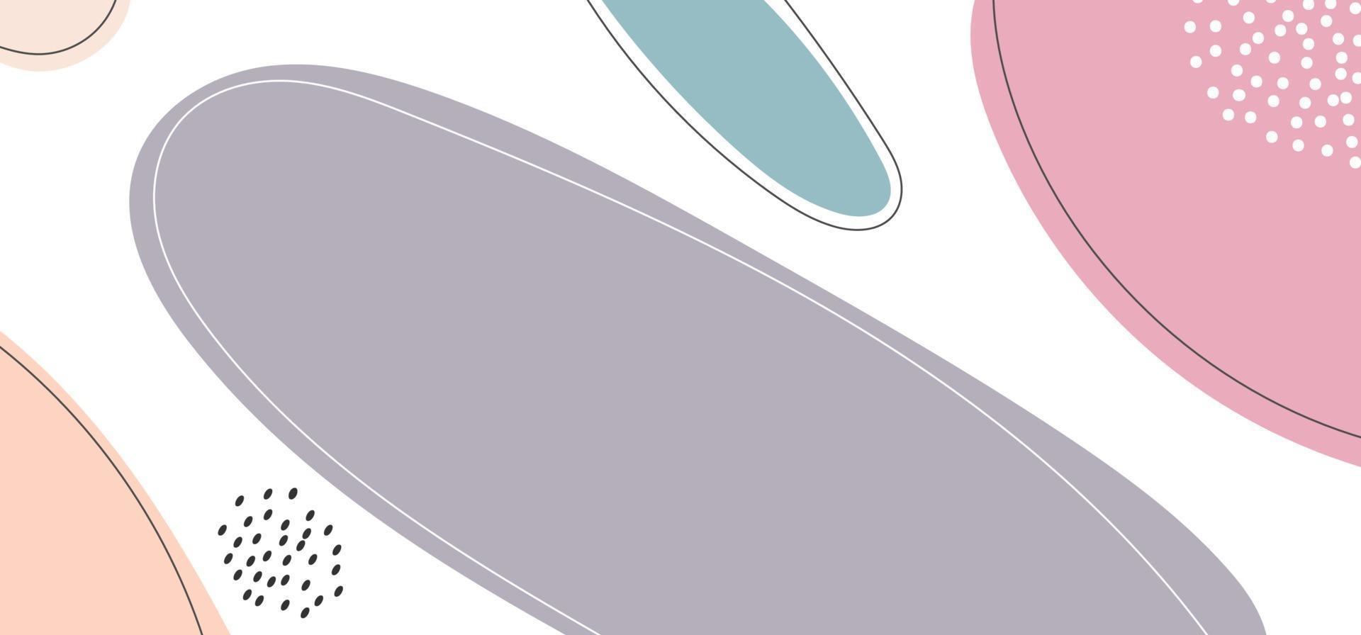 Abstract hand drawn organic shapes composition beautiful pastel color on white background vector