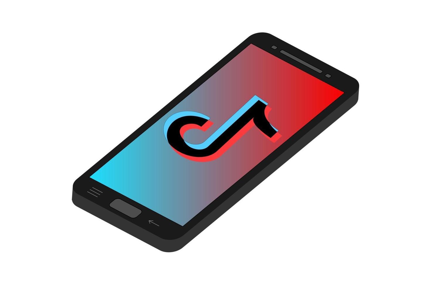 Tiktok Vector illustration of black smartphone isolated on white background