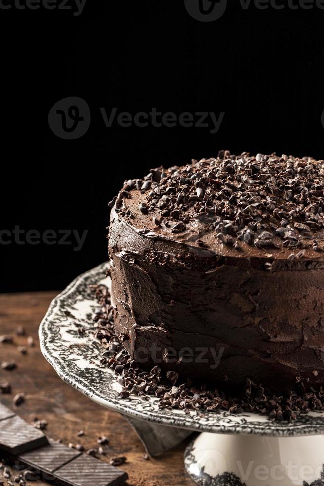 delicioso pastel de chocolate con espacio de copia foto