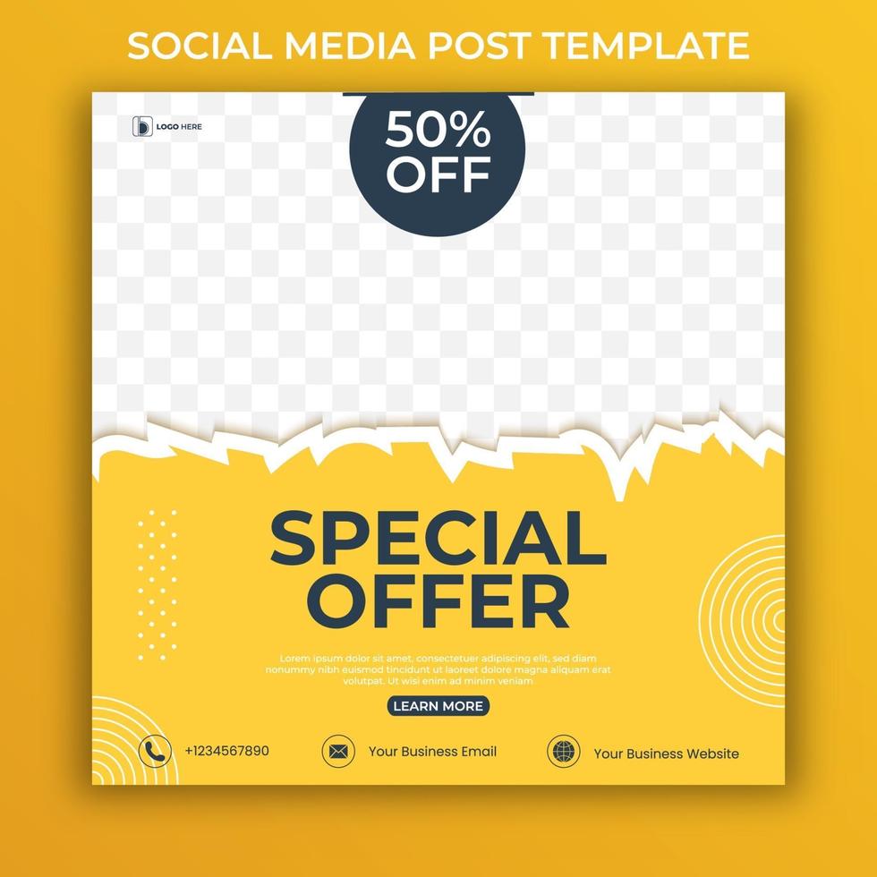 Editable minimal square banner template. social media post and web internet ads with photo area for promotion. vector